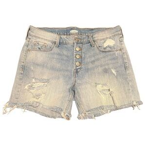 Old Navy light wash distressed frayed jean shorts size 8